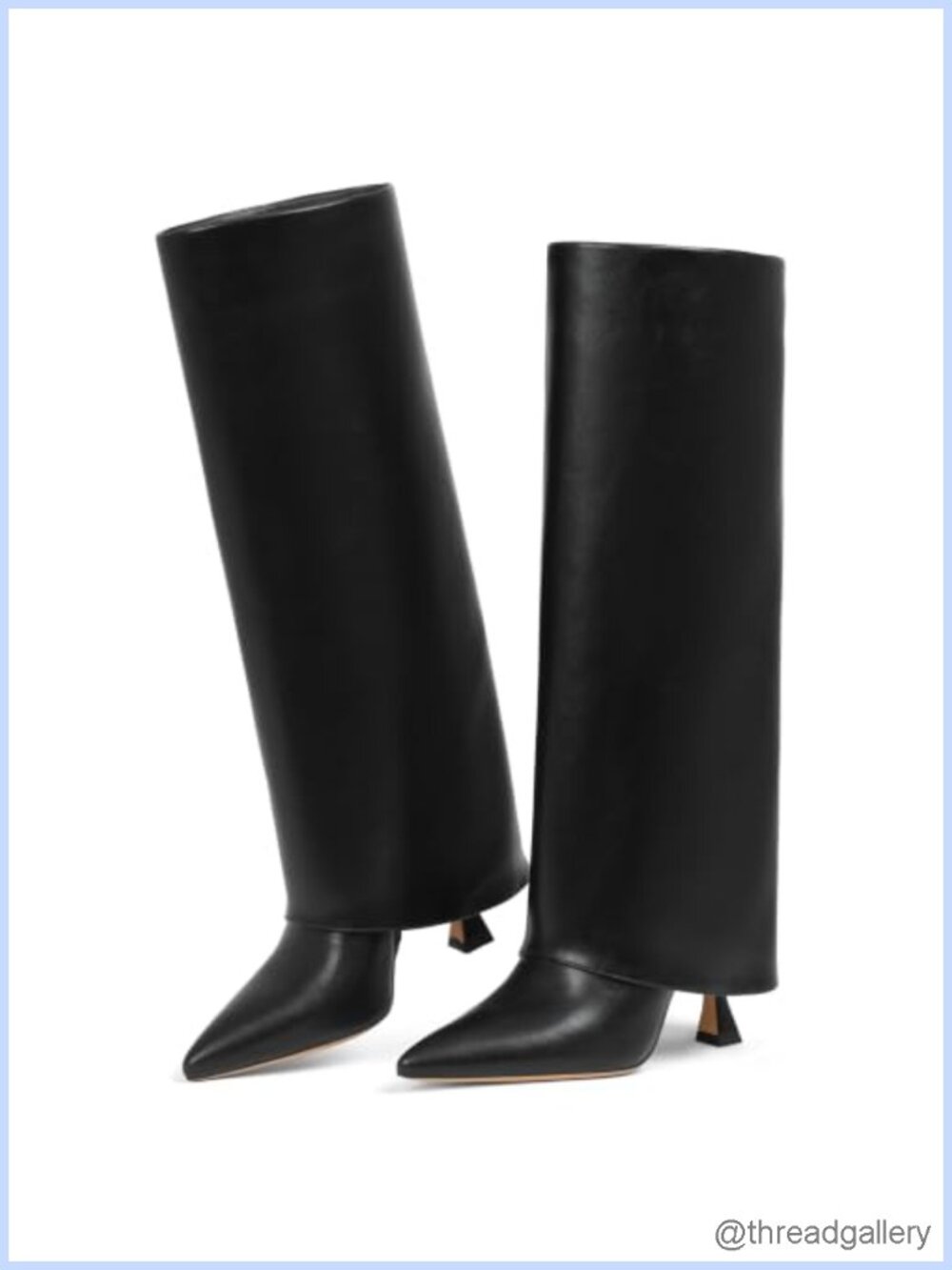 Women's Knee High Boots Fold Over Stiletto Heel Pointed Toe Slouchy Tall Boots